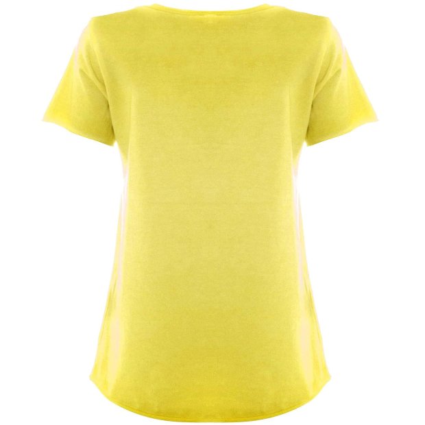 Mädchen T-Shirt mit Motiv Druck und Kunstperlen Gelb 116