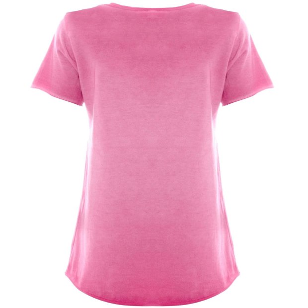 Mädchen T-Shirt mit Motiv Druck und Kunstperlen Pink 164
