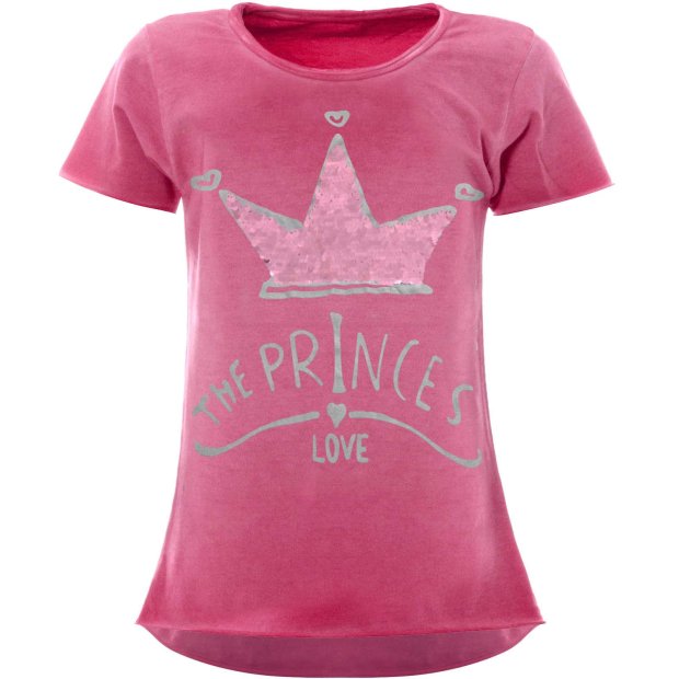 Mädchen Wende-Pailletten T-Shirt mit Krönchen-Motiv Pink 104