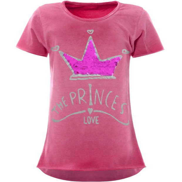 Mädchen Wende-Pailletten T-Shirt mit Krönchen-Motiv Pink 104