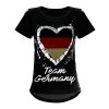 Mädchen Wende Pailletten Deutschland T Shirt mit Herz WM 2018 Schwarz 104