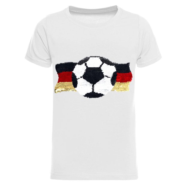 Jungen Wende Pailletten Deutschland Shirt mit Fussball WM 2018 Weiß 104