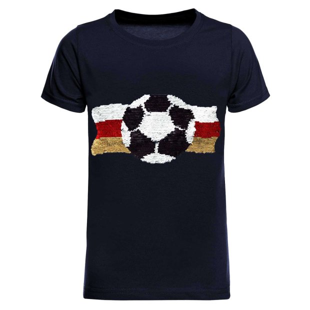 Jungen Wende Pailletten Deutschland Shirt mit Fussball WM 2018 Navy 104