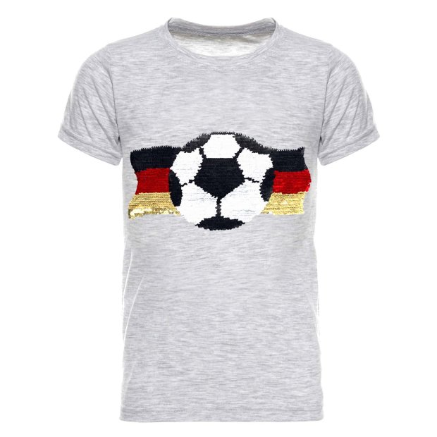 Jungen Wende Pailletten Deutschland Shirt mit Fussball WM 2018 Grau 104