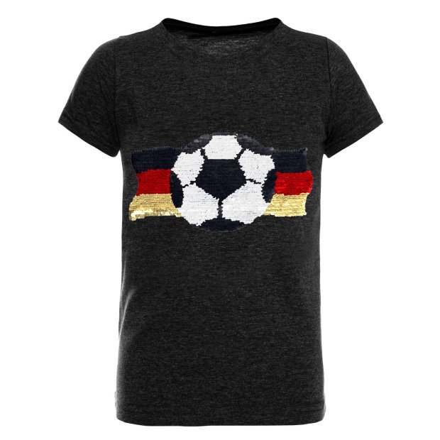 Jungen Wende Pailletten Deutschland Shirt mit Fussball WM 2018 Anthrazit 104
