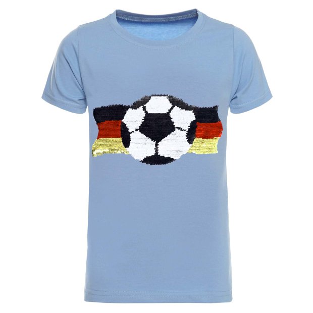 Jungen Wende Pailletten Deutschland Shirt mit Fussball WM 2018 Blau 116
