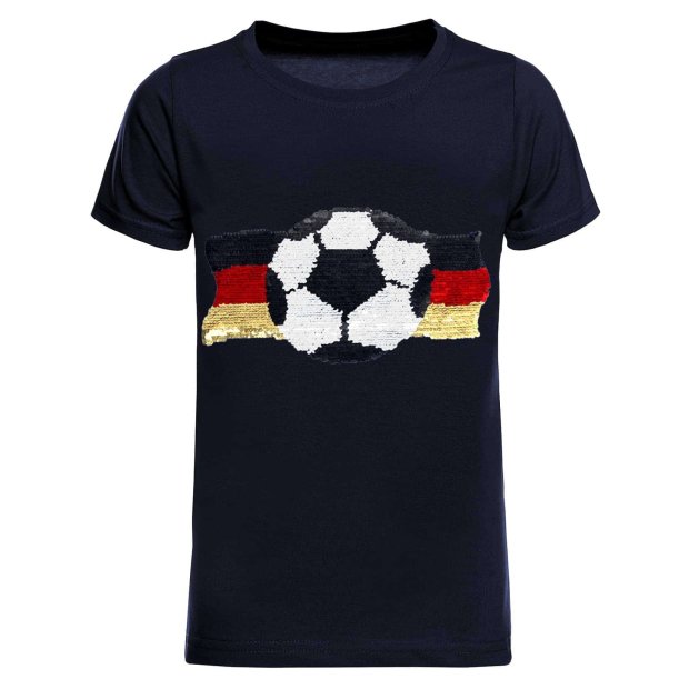 Jungen Wende Pailletten Deutschland Shirt mit Fussball WM 2018 Navy 116