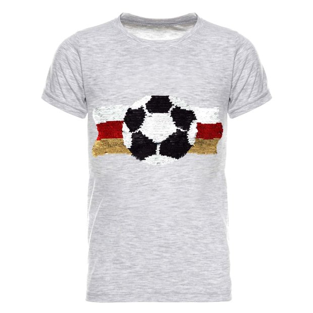 Jungen Wende Pailletten Deutschland Shirt mit Fussball WM 2018 Grau 116