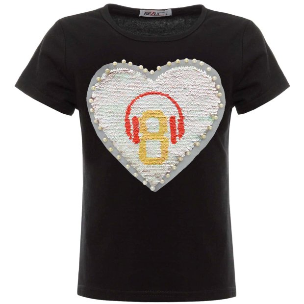 BEZLIT Mädchen Wende Pailletten T-Shirt Kunstperlen mit und Herz-Motiv