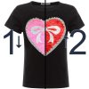 Mädchen Wende Pailletten T-Shirt mit einem Herz-Motiv Schwarz 122