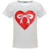 Mädchen Wende Pailletten T-Shirt mit einem Herz-Motiv Weiß 122