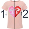 Mädchen Wende Pailletten T-Shirt mit einem Herz-Motiv Lachs 134