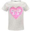 Mädchen Wende Pailletten T-Shirt mit einem Herz-Motiv Grau 134