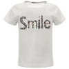 Mädchen Sommer Shirt mit Glitzersteinchen im Smile-Schriftzug Grau 128