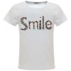 Mädchen Sommer Shirt mit Glitzersteinchen im Smile-Schriftzug Weiß 140