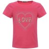 Mädchen Sommer T-Shirt mit Glitzersteinchen und Kunst-Perlen Pink 104