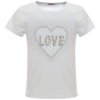 Mädchen Sommer T-Shirt mit Glitzersteinchen und Kunst-Perlen Weiß 146