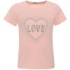 Mädchen Sommer T-Shirt mit Glitzersteinchen und Kunst-Perlen Rosa 146