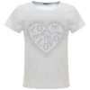 Mädchen Sommer Shirt mit Kunst-Perlen und Glitzersteinchen Weiß 98