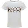 Mädchen Sommer Shirt mit Glitzersteinchen im HAPPY-Schriftzug Weiß 116