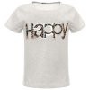 Mädchen Sommer Shirt mit Glitzersteinchen im HAPPY-Schriftzug Grau 128