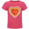 Mädchen T-Shirt Wende Pailletten Herz Motiv Pink 140