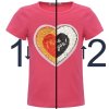 Mädchen T-Shirt Wende Pailletten Herz Motiv Pink 140