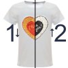 Mädchen T-Shirt Wende Pailletten Herz Motiv Weiß 164