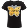 Mädchen Wende Pailletten T-Shirt mit Schmetterling und Kunstperlen Schwarz 140