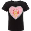 Mädchen Wende Pailletten T-Shirt Herz-Motiv Schwarz 104