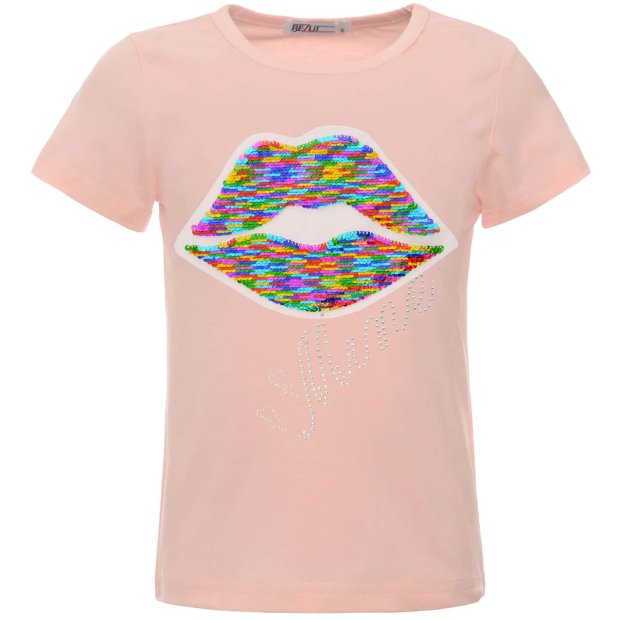 Mädchen Wende Pailletten T-Shirt mit einem Kmisso Motiv Rosa 140