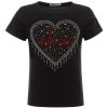 Mädchen Sommer Shirt mit Glitzersteinchen im Herz-Motive Schwarz 134