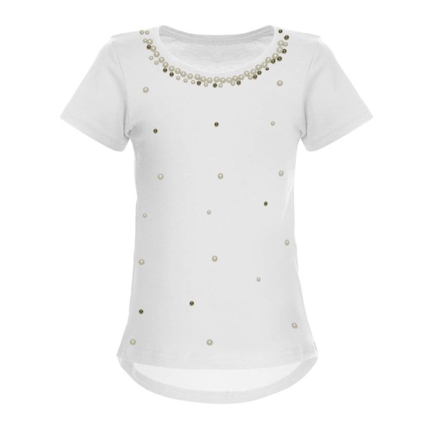 Mädchen T-Shirt mit Kunst-Perlen 