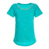 Mädchen T-Shirt mit Kunst-Perlen  Türkis 104