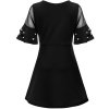 Mädchen Sommer Kleid mit Kunstperlen Schwarz 104