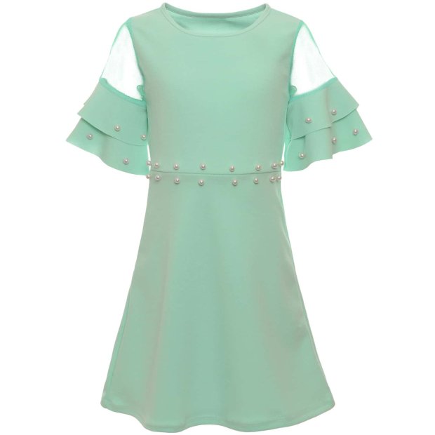 Mädchen Sommer Kleid mit Kunstperlen Grün 164
