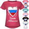 Mädchen Wende Pailletten Russland T Shirt mit Herz EM 2021