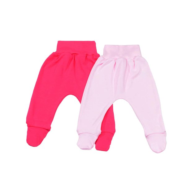 Baby Mädchen Strampelhose 2er Pack Rosa Uni und Pink Uni 68
