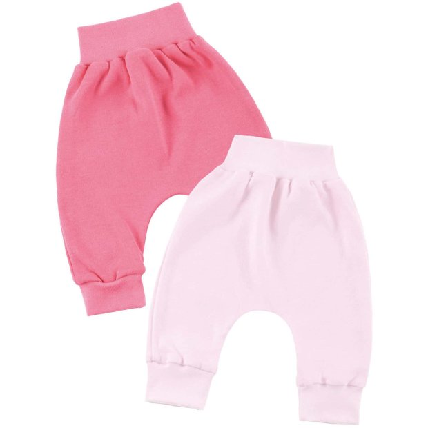 Baby Mädchen Stoffhose 2er Pack Rosa Uni und Pink Uni