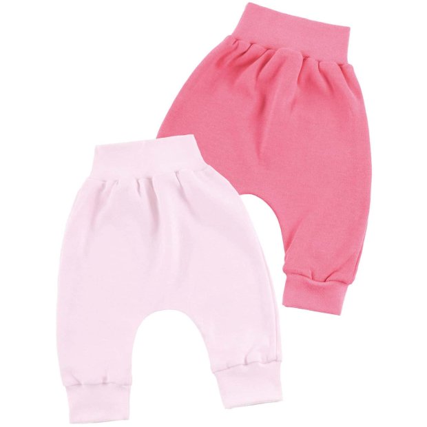 Baby Mädchen Stoffhose 2er Pack Rosa Uni und Pink Uni