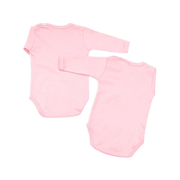 Baby Mädchen Langarm Body 2er Pack Bär rosa und Gestreift rosa 98
