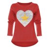 Mädchen Wendepailletten Shirt mit Herz Motiv Rot 104