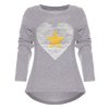 Mädchen Wendepailletten Shirt mit Herz Motiv Grau 134