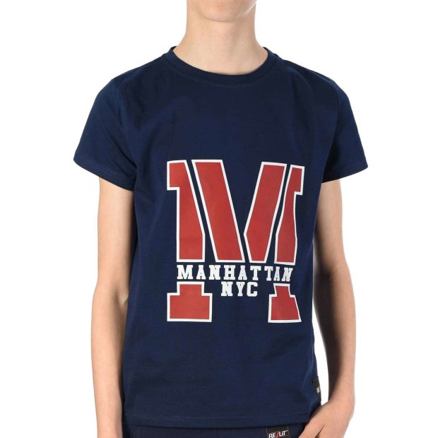 Jungen T-Shirt mit Manhatan Navy 152/158