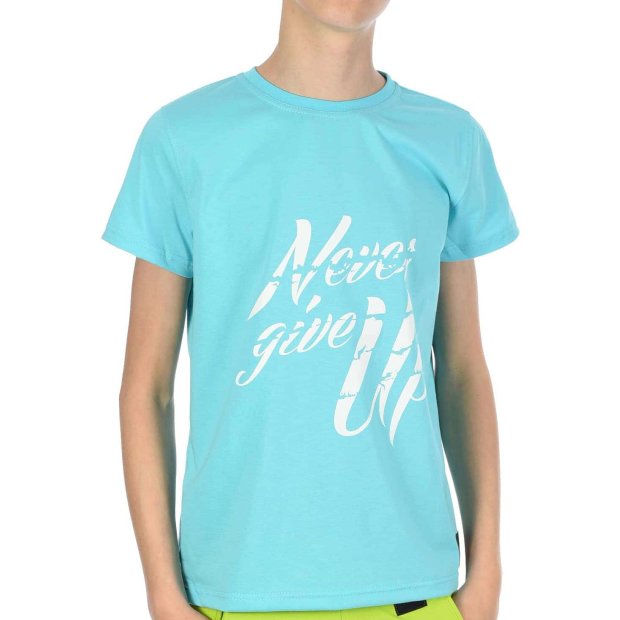 Jungen T-Shirt mit Never Give Up Türkis 116-122