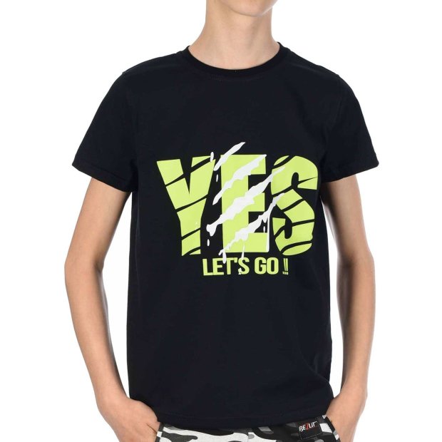 Jungen T-Shirt mit YES Schwarz 104-110