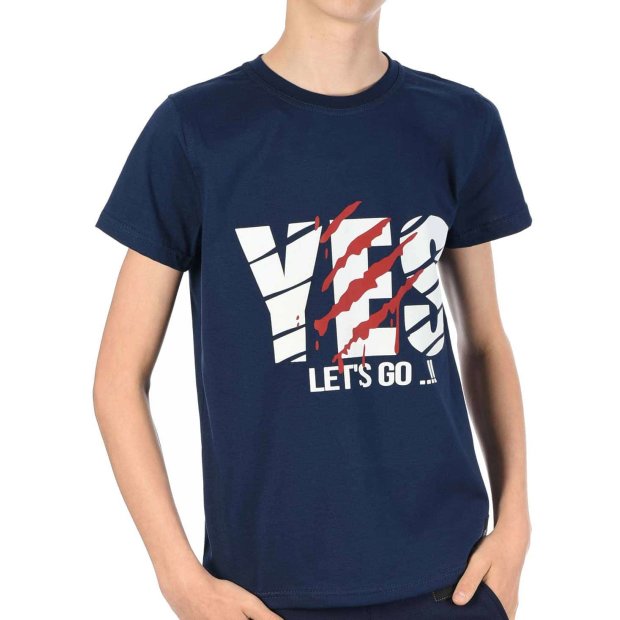 Jungen T-Shirt mit YES Navy 116-122