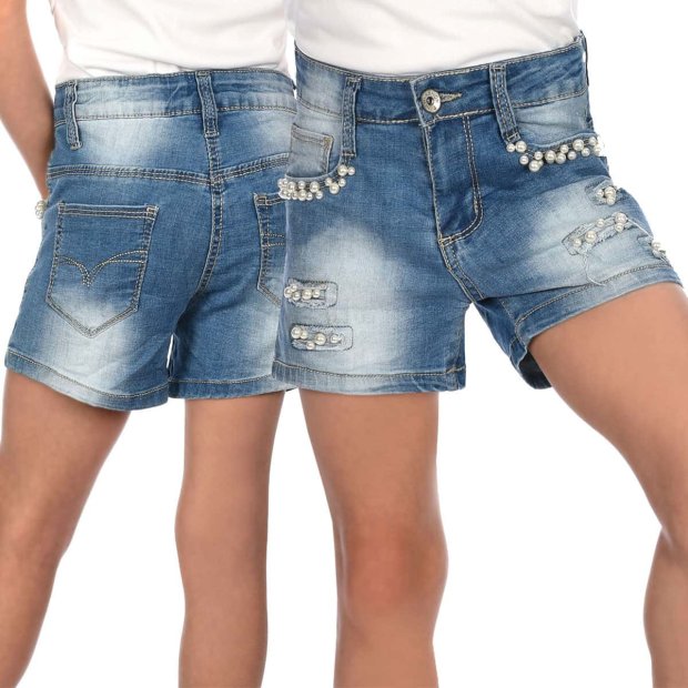 Mädchen Jeans Shorts mit Riss Akzenten
