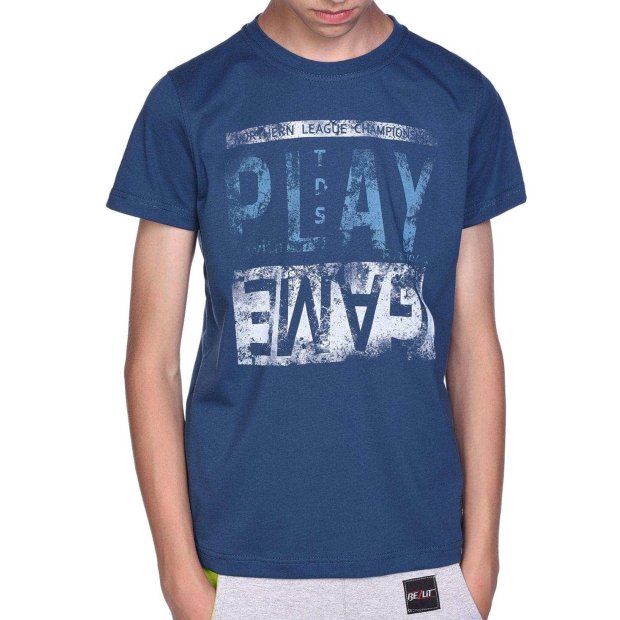 Jungen T-Shirt mit Motiv Druck & Sommer Farben Blau 116/122