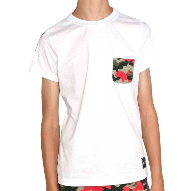 Jungen T-Shirt in vielen Farben Weiß-Rot-Camouflage 164